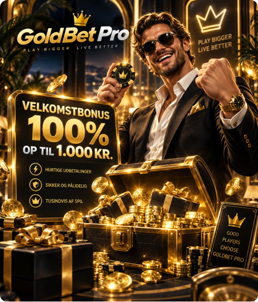 GoldBet Pro registrering med 100% velkomstbonus op til 1.000 kr.